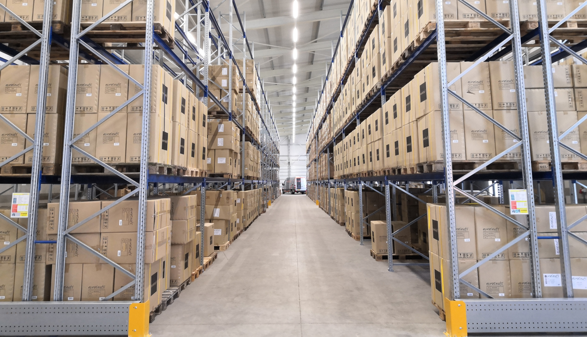 Palletized freight in warehouse racks