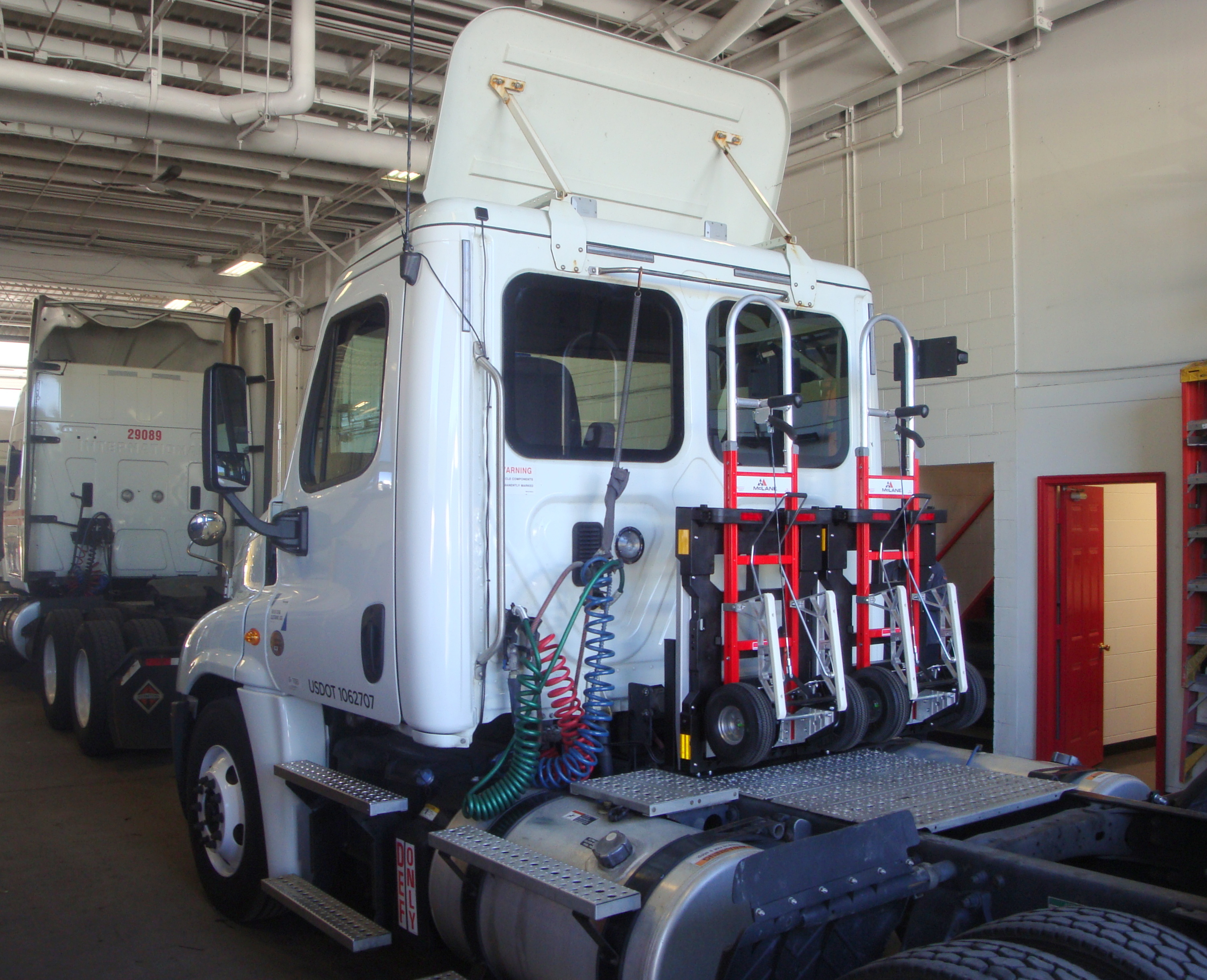 Freightliner Cascadia tractor units without trailers.